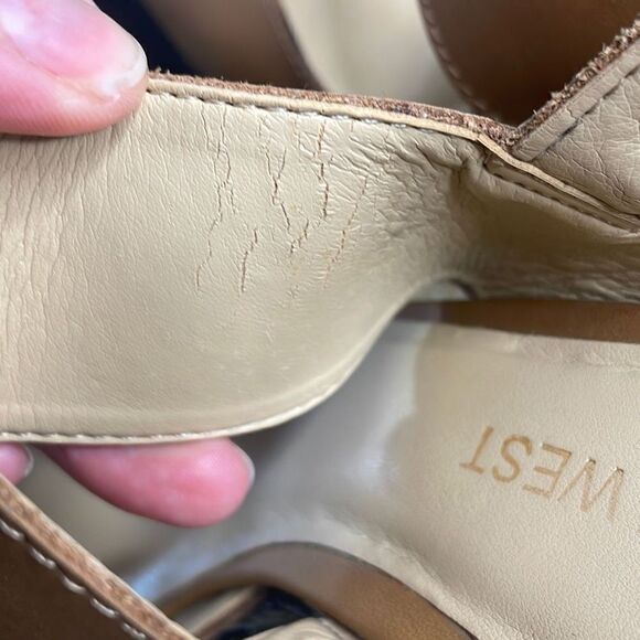 Nine West Unstopable Leather and Grass Wrapped Wedge Sandals 7 - Picture 11 of 12